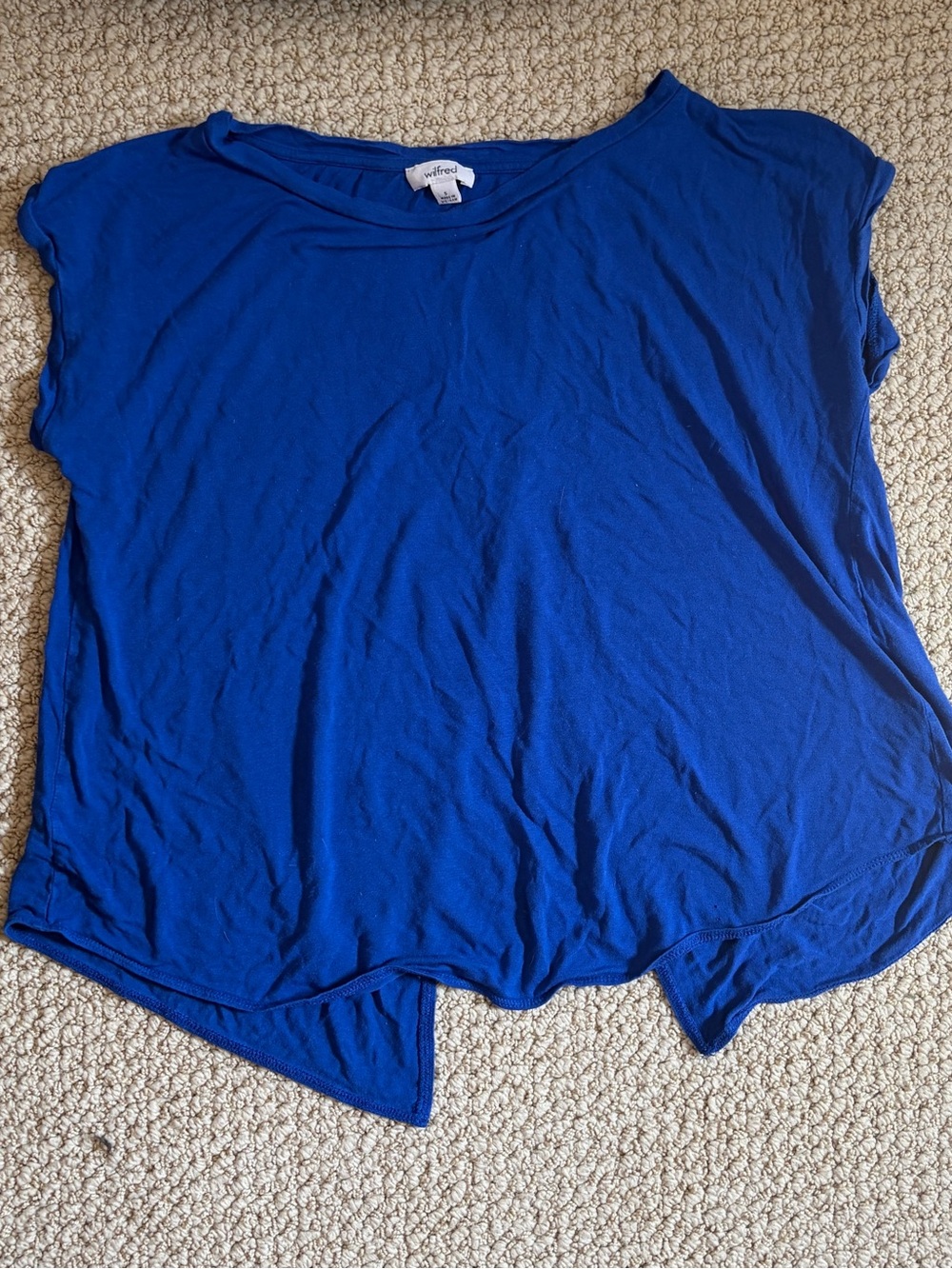 Wilfred Blue Draped Cap-Sleeve Tulip-back Split-back Rayon Women's Shirt Top S